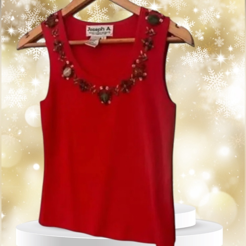 Joseph A Sweater Small Ribbed Sleeveless Beaded